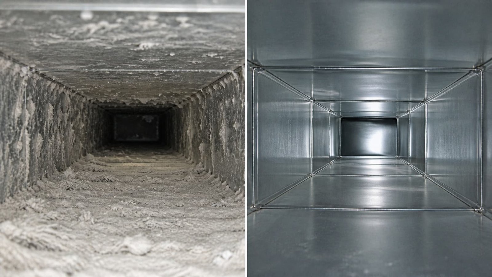 Before and after air duct cleaning in a Katy 77494 home
