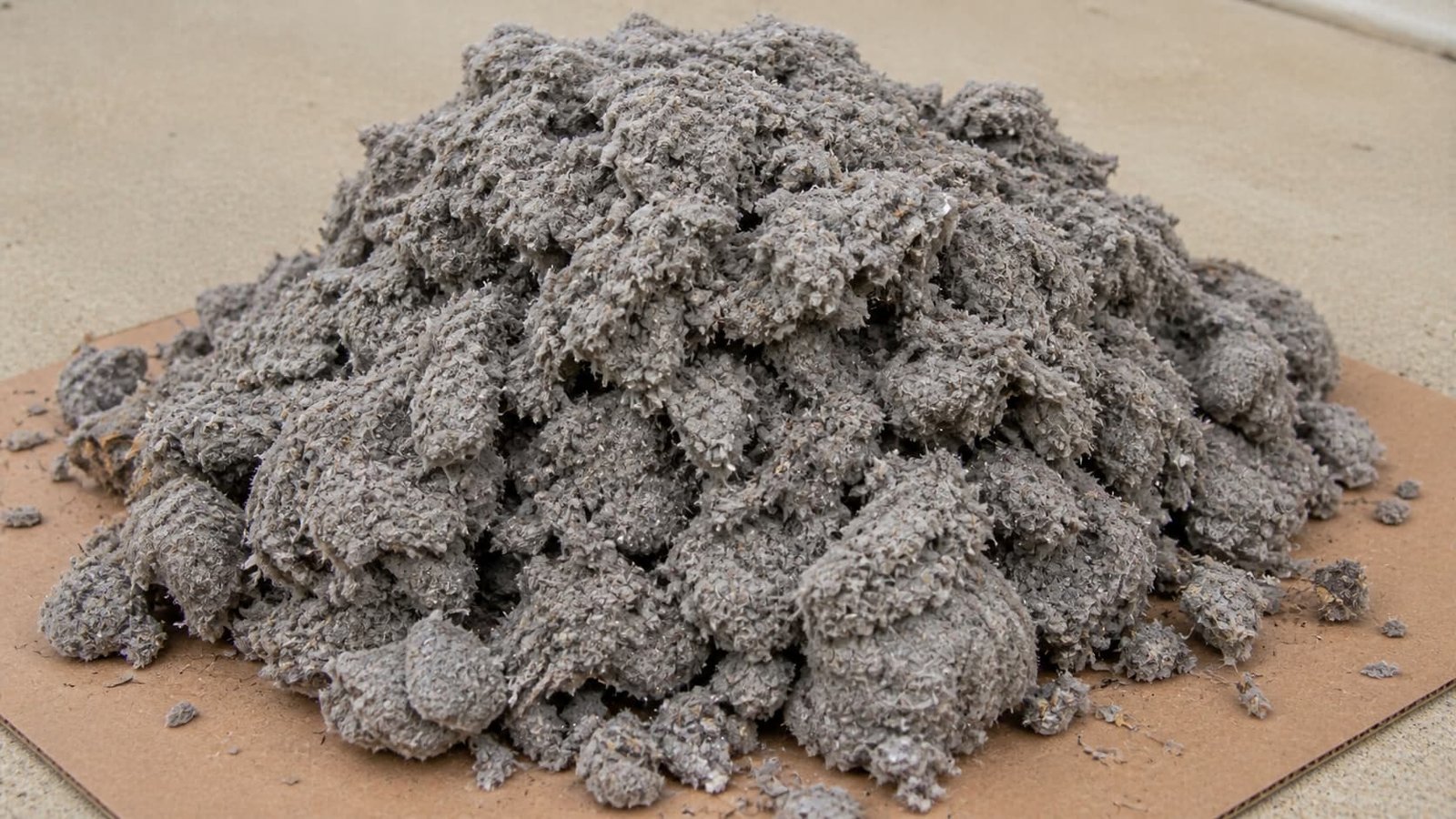 Large pile of lint pulled from a clogged Katy dryer vent — fire hazard