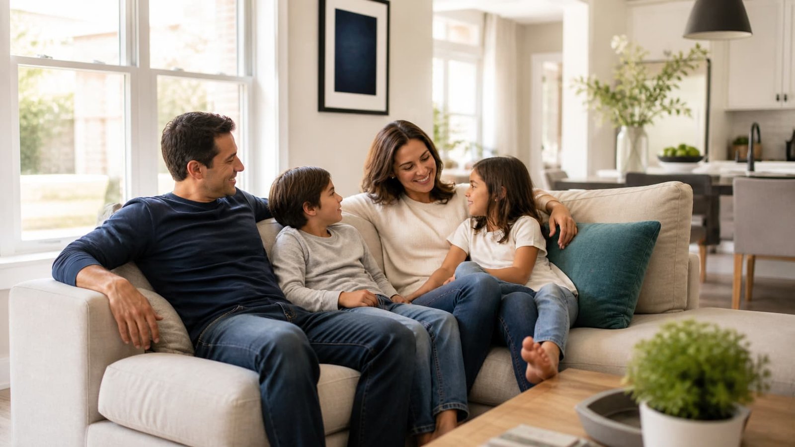 Happy Spring, TX family enjoying cleaner indoor air after professional duct cleaning